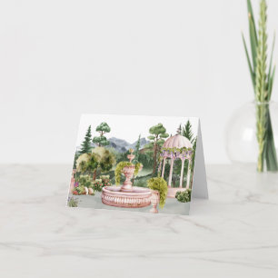 Carte Aquarelle esthétique jardin vert élégant