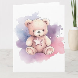 Carte Aquarelle étoile Teddy Bear