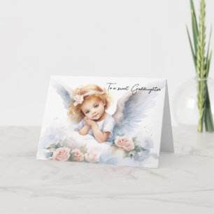 Carte Aquarelle fille ange pour l'anniversaire de Godgir