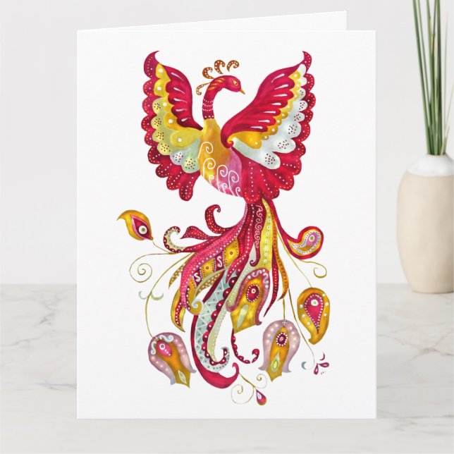 Carte Aquarelle Firebird ou Phoenix Imaginaire Créature (Devant)