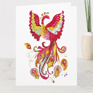 Carte Aquarelle Firebird ou Phoenix Imaginaire Créature