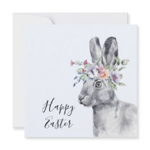 Aquarelle Fleur Couronne Bunny Pâques
