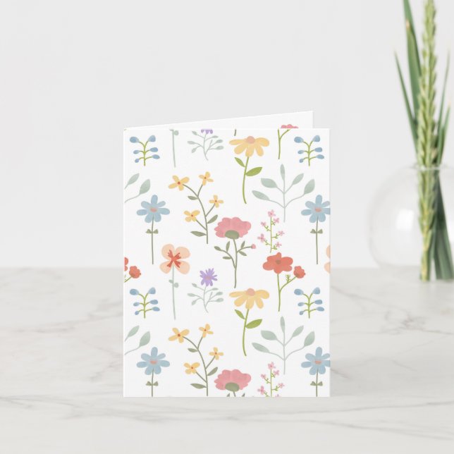 Carte Aquarelle Fleur sauvage motif floral (Devant)