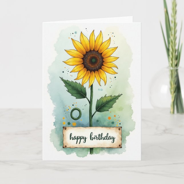 Carte aquarelle fleur sereine (Devant)