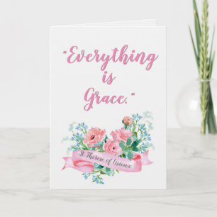 Carte Aquarelle Fleurie Sainte Thérèse de Lisieux Citati