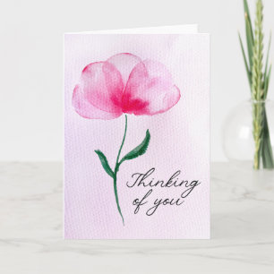 Carte Aquarelle Fleurs de sympathie en pensant à vous