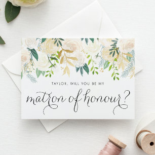 Carte Aquarelle Fleurs d'ivoire Soyez mon maître d'honne