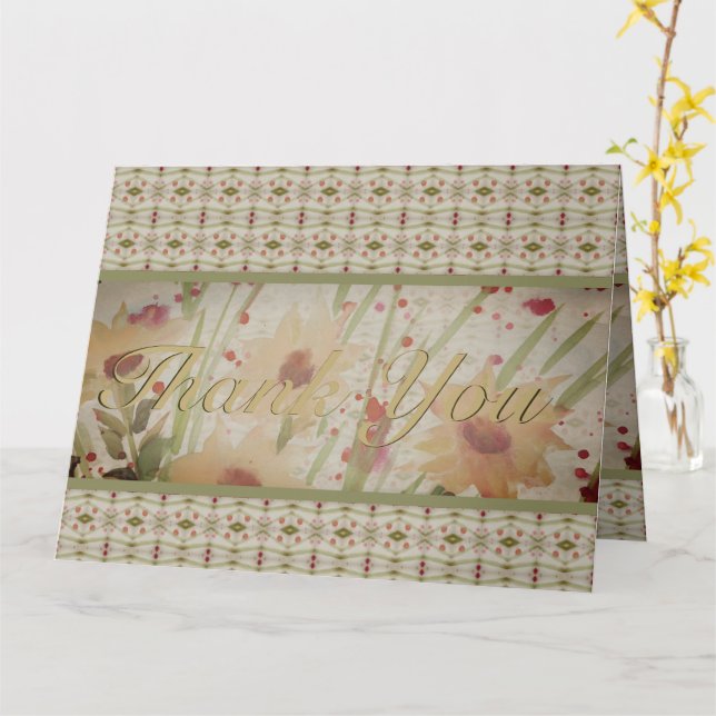 Carte Aquarelle Floral Élégant (Fleur jaune)