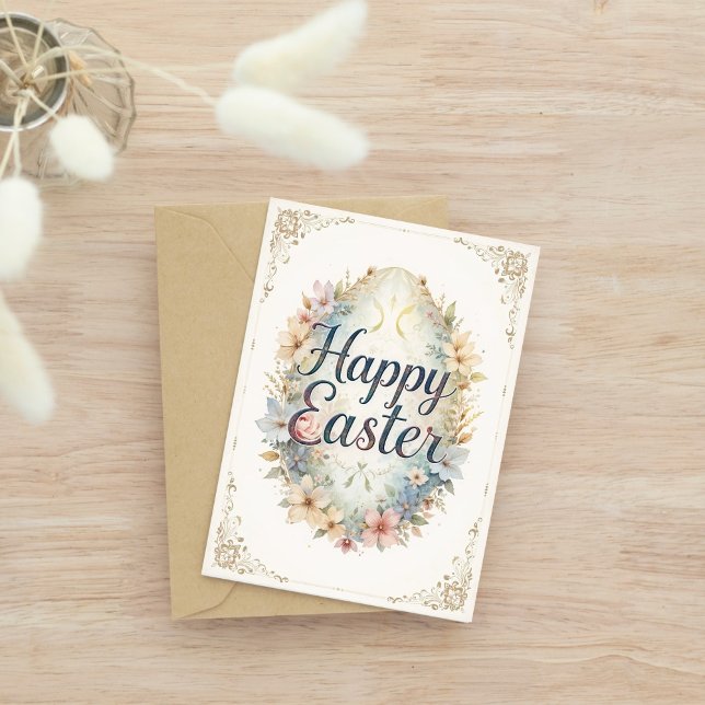 Carte Aquarelle Floral Joyeux Pâques (Créateur téléchargé)