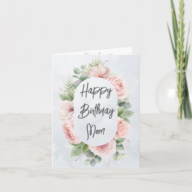 Carte Aquarelle Floral Personnalisé Anniversaire Maman m (Devant)