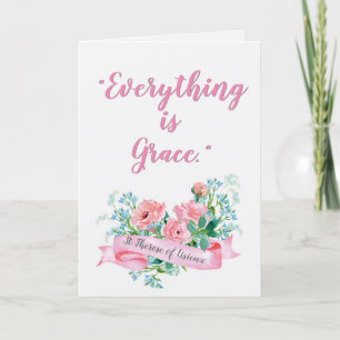 Carte Aquarelle Floral St Therese de Lisieux Citation