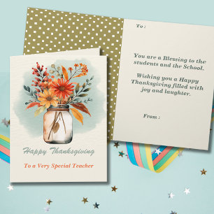 Carte Aquarelle Floral Thanksgiving Salutation enseignan