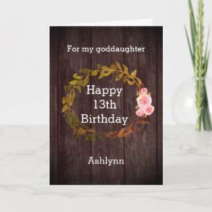 Carte Aquarelle Florale Anniversaire 13 Ans Filleule
