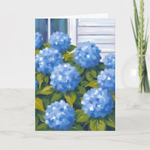 Carte aquarelle florale de jardin d'hortensia bleu
