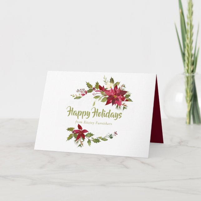 Carte Aquarelle Florale Fête de Noël d'entreprise (Devant)
