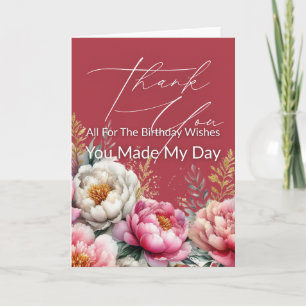 Carte Aquarelle Florale Merci à Tous Pour L'anniversaire