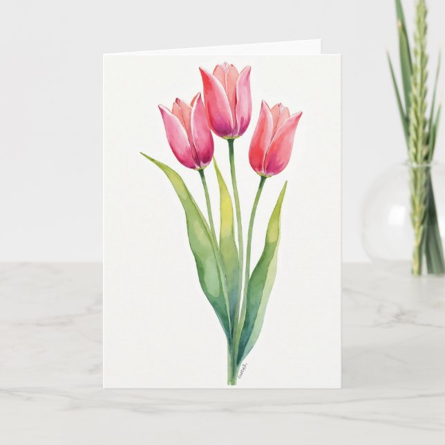 Carte aquarelle florale rayée (Devant)