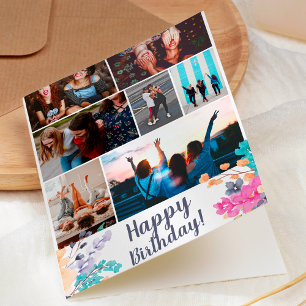 Carte aquarelle florale sauvage séchée anniversaire 7 gr