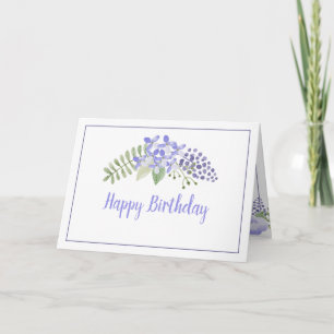 Carte Aquarelle florale violette Élégante fête de la fem