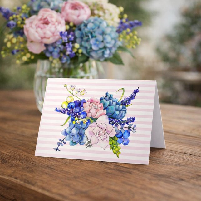 Carte Aquarelle Florales Hydrangeas Pivoines (Créateur téléchargé)