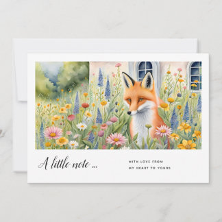 Carte Aquarelle Fox - Fleurs sauvages - Forêt de Whimsic