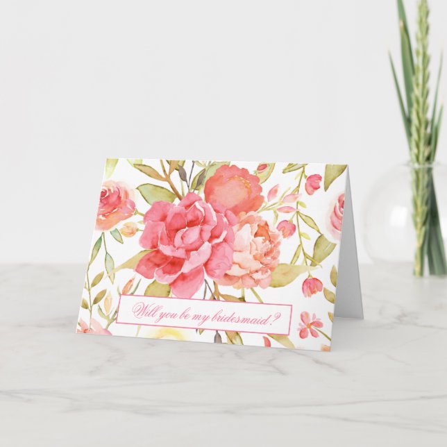 Carte Aquarelle Garden Wedding Serez-Vous Mon Bridesmai (Devant)