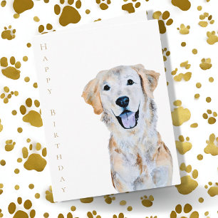 Carte Aquarelle Golden Retriever Chien Joyeux anniversai