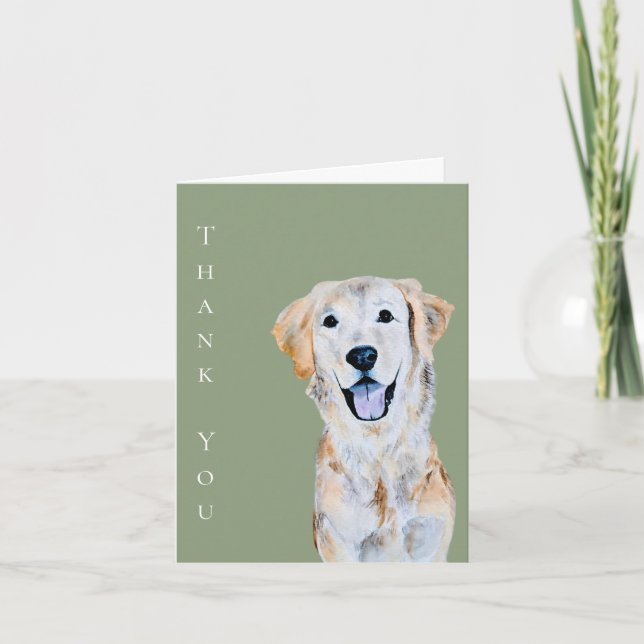 Carte Aquarelle Golden Retriever Chien Sage Merci (Devant)