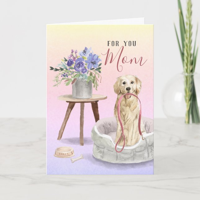 Carte Aquarelle Golden Retriever mignonne Joyeux anniver (Devant)