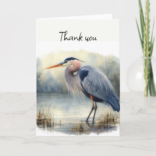 Carte Aquarelle Great Blue Heron Bird Nature (Devant)