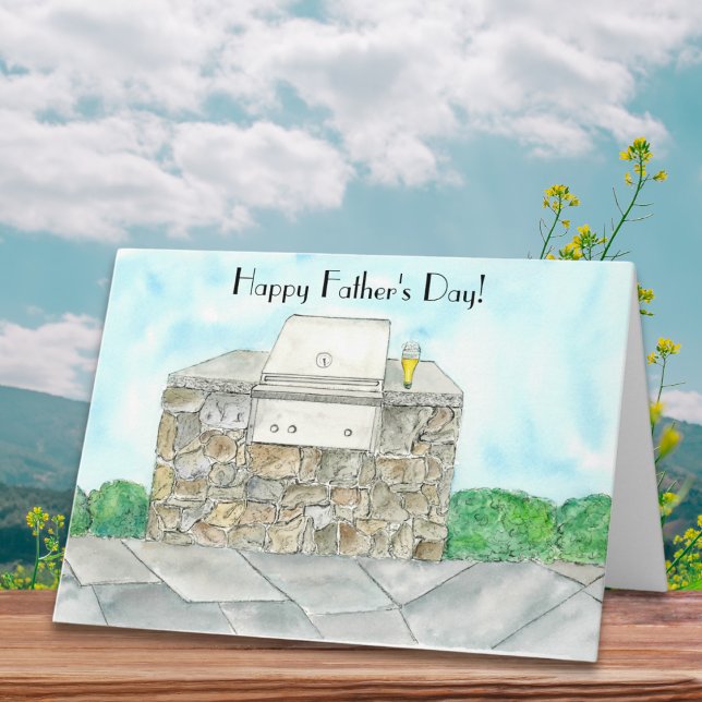Carte Aquarelle Happy Fête des pères Bar-B-Q (Créateur téléchargé)