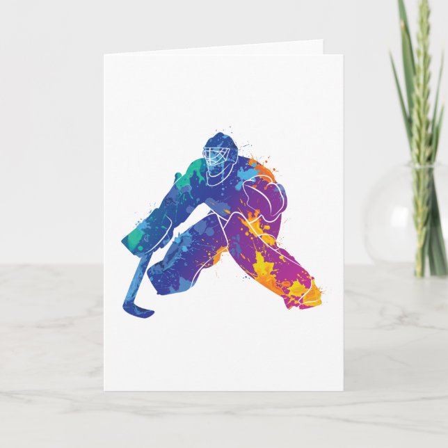 Carte Aquarelle Hockey sur glace Goalie (Devant)