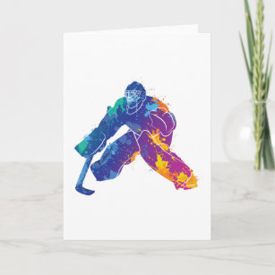 Carte Aquarelle Hockey sur glace Goalie