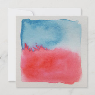 Carte Aquarelle Horizons Bleu Rouge personnalisabl