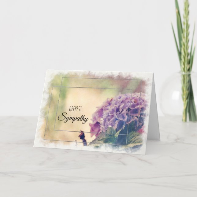 Carte Aquarelle Hydrangea Green Silver Sympathie la plus (Devant)