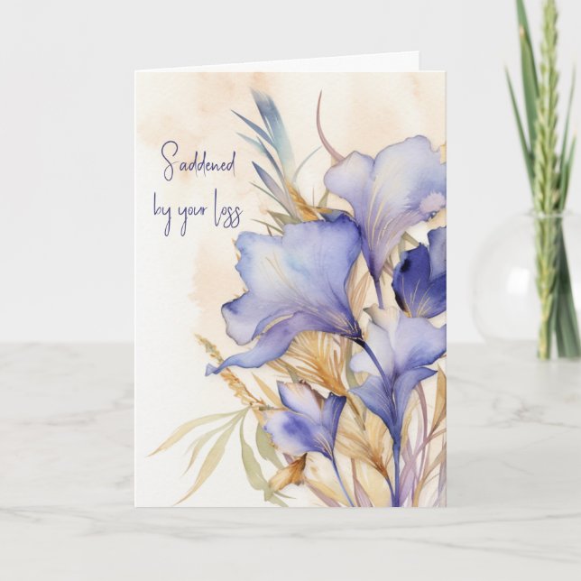 Carte Aquarelle Iris Bouquet Sympathie (Devant)