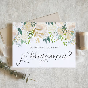 Carte Aquarelle ivoire Floral Junior Bridesmaid Proposit