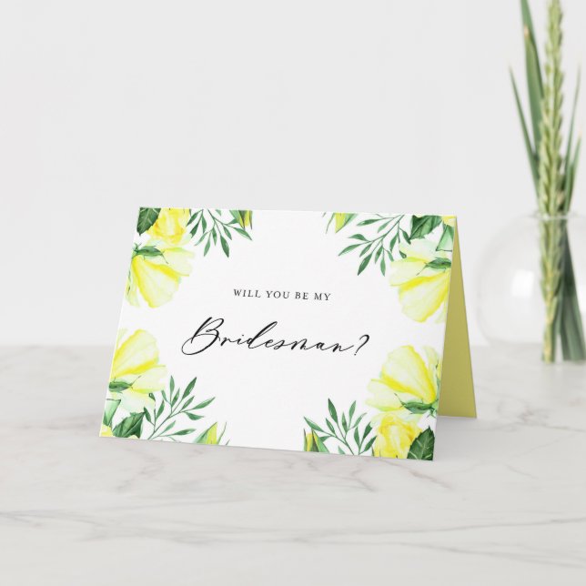 Carte Aquarelle Jaune Roses Serez-Vous Ma Femme D'Accuei (Devant)