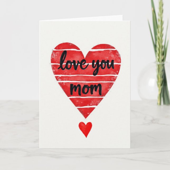 Carte aquarelle « Je t'aime maman » (Devant)