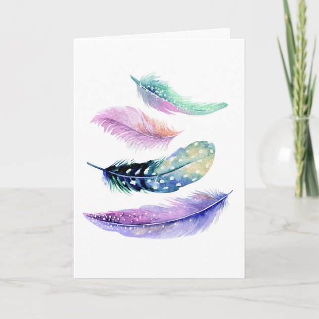 Carte Aquarelle juste parce que les plumes de saumons (Devant)