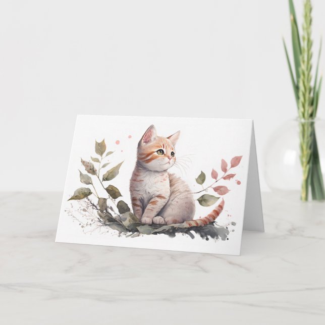 Carte Aquarelle Kitten Se Bien Bientôt (Devant)
