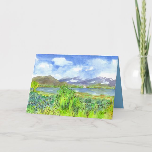 Carte Aquarelle Lake House Joyeux anniversaire (Devant)