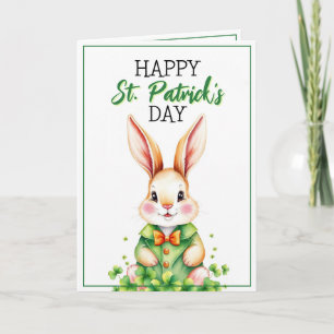 Carte Aquarelle Lapin Vert Mignon Saint-Patrick