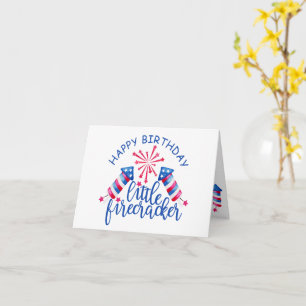 Carte Aquarelle Little Firecracker 4 juillet Anniversair