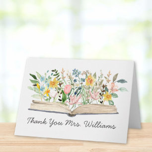 Carte Aquarelle Livre Fleur Floral Appréciation de l'ens