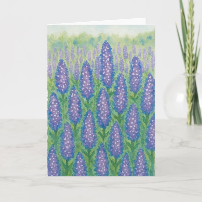 Carte Aquarelle Lupine Field Vide Salutation (Devant)