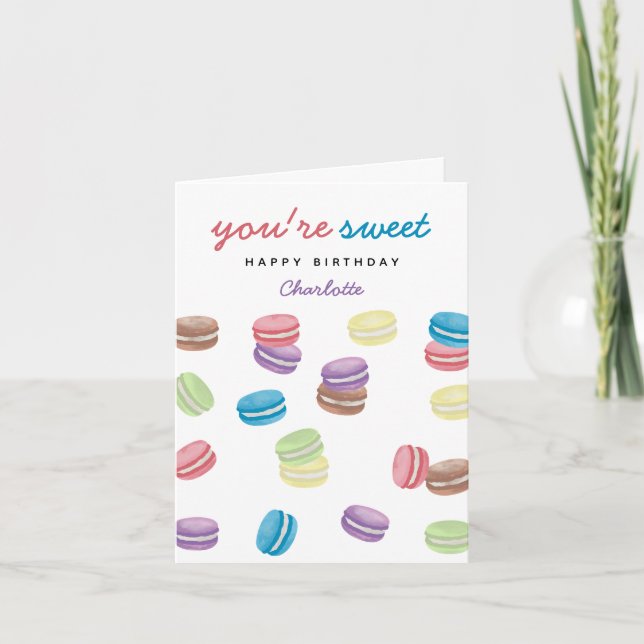 Carte Aquarelle Macarons français Vous êtes doux Anniver (Devant)