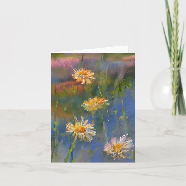 Carte Aquarelle marguerites et étang personnalisé (Devant)