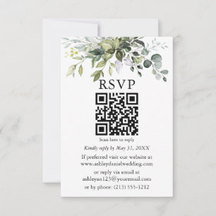 Carte Aquarelle Mariage de verdure QR RSVP