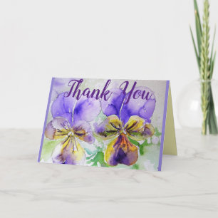 Carte aquarelle Merci Purple Pansy